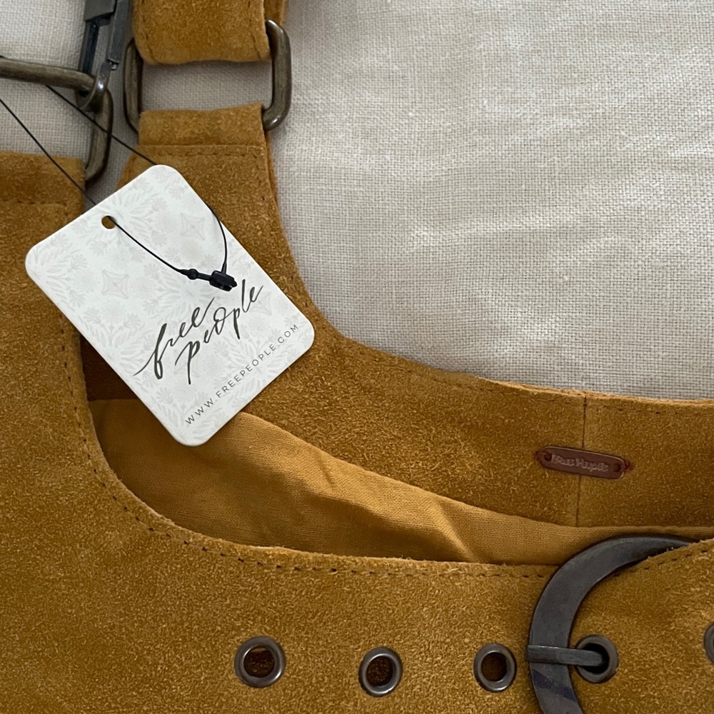 Free People Beacon real suede harness as seen on tv L mustard new - Picture 9 of 11